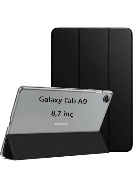 Galaxy Tab A9 8.7inç X110 X113 X115 X117 ile Uyumlu Kılıf Pu Deri Smart Standlı Case Siyah