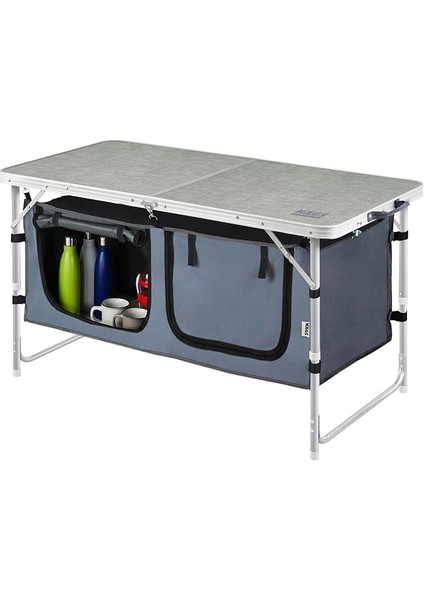 Saklama Dolaplı Kamp Masası, Outdoor Kamp Mutfağı, Kamp Dolabı, Katlanabilir Kamp Piknik Masası, Seyahat Mutfağı, Mutfak Dolabı, Depolama Bölmeli, Dış Mekan Mutfağı 120-60CM- Kumaş Desenli