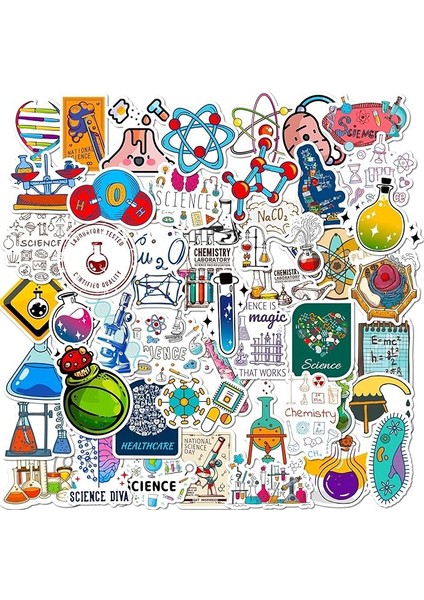 Laboratuvar Fizik Çıkartması, Biyoloji Çıkartma Seti, 50 Adet, Sevimli Dekorasyon, Araba, Dizüstü Bilgisayar, Kaykay, Bisiklet, Moped, Motosiklet, Bisiklet, Bilgisayar Için, Yetişkinler ve Çocuklar