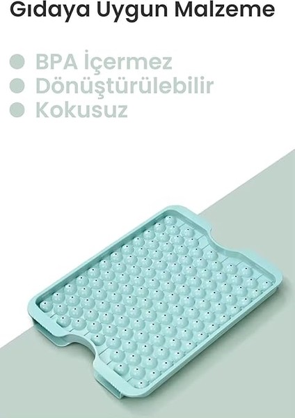 Pumo Mavi 124 Bölmeli Kapaklı Küre Buz Kalıbı Dondurma Kalıbı Buz Saklama Kabı Sunumluk VLT1478 fiyatları