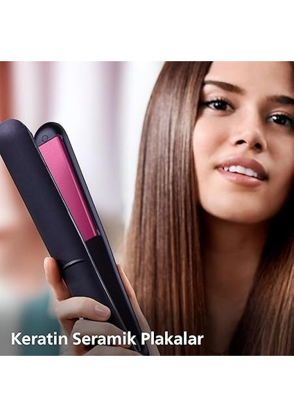 Saç Düzleştirici, Keratin Seramik Plaka, Thermoprotect Teknolojisi, 2 Sıcaklık Ayarı, Tuş Kilidi, 60 Saniyede Isınma, 220°C’YE Kadar Sıcaklık Ayarı, BHS375/00 modelleri