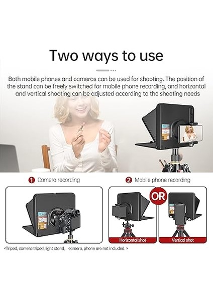 Taşınabilir Teleprompter, 8 Inçe Kadar Akıllı Telefon Tabletleri Için, Uzaktan Kumandalı, Kamera ve Akıllı Telefon ile Çalışır, Video Çekimi, Çevrimiçi Ders, Canlı Yayın Röportajı Için (Siyah) fiyatları