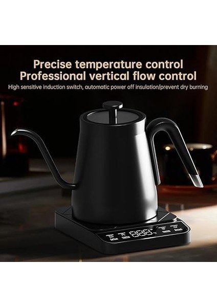 Kahve Çay Kaynar Su Için 27OZ Gooseneck Elektrikli Su Isıtıcısı Tek Tıklama 92 ° C Sıcaklık Otomatik Kapanma Dijital Ekran Dokunmatik Ekran 304 Paslanmaz Çelik Saplı ve Şeffaf Kapaklı Sıcak Su indirimleri
