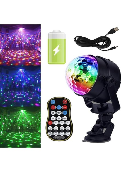 Mini Disko Topu Pilli LED Disko Top Neon Parti Işığı 15 Renk Müzik Kontrollü Parti Dekorasyonu Için Disko Dj Aydınlatma Sabit Işık Uzaktan Kumandalı ve Şarj Edilebilir Batarya