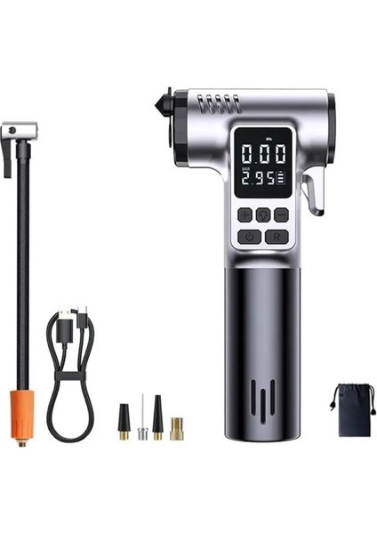 4in1 150PSİ 4000MAH Şarjlı Araç Lastik Şişirme Pompası, Cam Kırıcı, Kemer Kesici, LED Işıklı,şarjlı Pompa