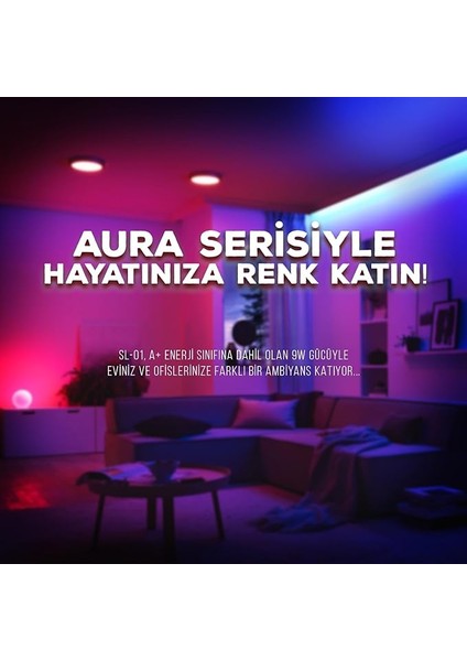 Sl-01 Aura Çok Renkli 9W Rgb Wifi-Bluetooth Uzaktan Kontrollü Akıllı Ampul modelleri