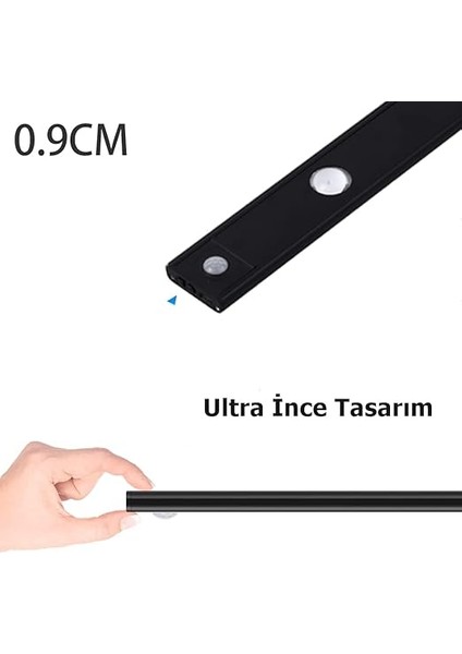 Geldi Sensörlü Şarjlı 3 Farklı Işık Renkli Dimmerli 40CM Siyah Cata Bella Ultra Slim Kabin LED fiyatları