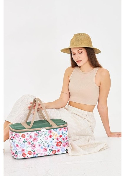 22 Litre Piknik/kamp Çantası Sepeti. Termal Termos Çanta (Sıcak-Soğuk Koruma Sağlar) Flower modelleri
