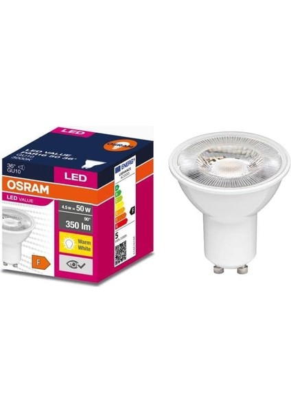 LED Value 4,5-5W(50W) LED Spot Ampul Sarı 3000K - GU10 Duy