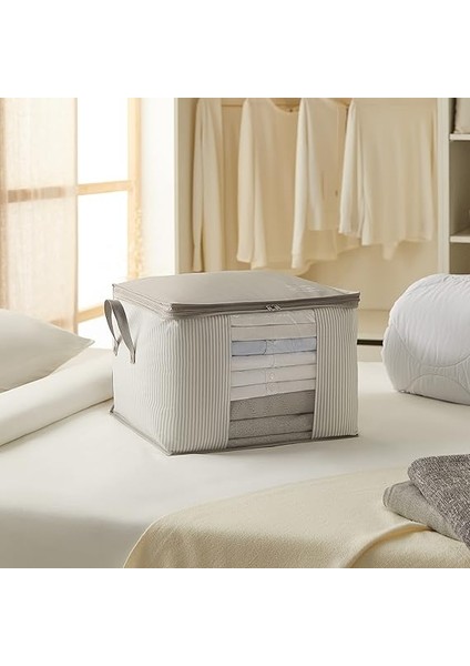 Home Textile Orta Boy Pvc Pencereli Gri Çizgili Stuff &amp; Things Hurç 45 x 40 x 30 cm modelleri