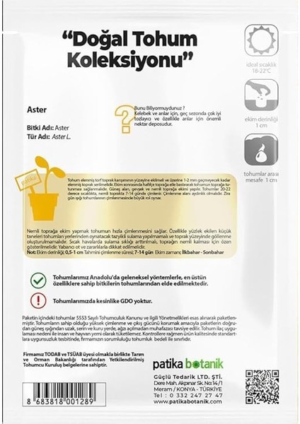 Botanik 50 Adet Aster Çiçeği Tohumu modelleri