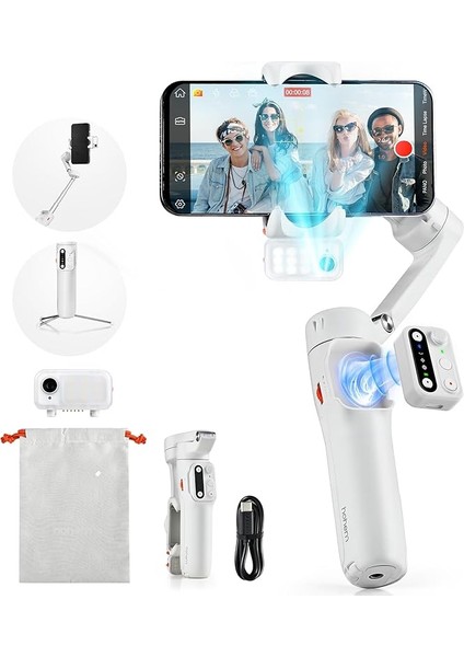 Isteady V3 Gimbal Akıllı Telefon, Yükseltilmiş 3 Eksenli Gimbal Stabilizatör, Manyetik Aı Izleyici, Çıkarılabilir Kontrolör, Entegre Genişletilmiş Direk ve Tripod, Canlı Akış Için Katlanabilir