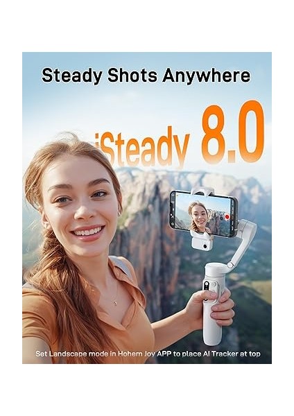 Isteady V3 Gimbal Akıllı Telefon, Yükseltilmiş 3 Eksenli Gimbal Stabilizatör, Manyetik Aı Izleyici, Çıkarılabilir Kontrolör, Entegre Genişletilmiş Direk ve Tripod, Canlı Akış Için Katlanabilir modelleri