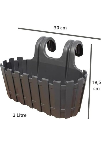 Çift Askılı Saksı 3 Adet, 30 cm Renkli Çit Balkon Saksı modelleri