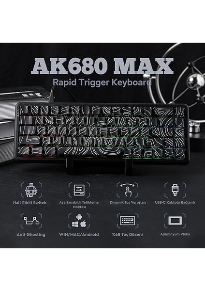 AK680 Max He Kablolu Manyetik Switch Klavye - 8000Hz - 0.125MS (AK680 Max He - Siyah Desenli) indirimleri