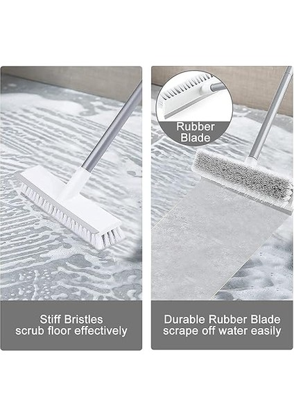 Plus Uzun Saplı Zemin Fırçalama Fırçası 54''- Sert Kıl 2'si 1 Arada Duş Temizleyici Silecekli Mutfak, Duvar, Fayans, Harç, Küvet ve Halı, Fırça Süpürgesi Ovma Garajı, Veranda Güverte fiyatları