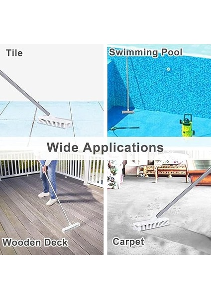 Plus Uzun Saplı Zemin Fırçalama Fırçası 54''- Sert Kıl 2'si 1 Arada Duş Temizleyici Silecekli Mutfak, Duvar, Fayans, Harç, Küvet ve Halı, Fırça Süpürgesi Ovma Garajı, Veranda Güverte fırsatları