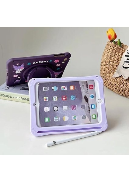 Galaxy Tab A9 Plus X210 X213 X215 X217 ile Uyumlu Kılıf Cute Dolls Standlı Eğlenceli 3D Karekterli Çocuk Kılıfı Açık Lila fırsatları