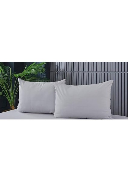 2 Adet Pamuklu 50X70 cm Yastık Kılıfı (Gri)