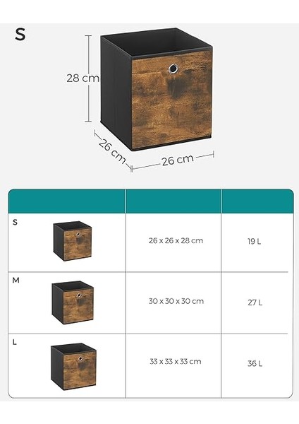 Saklama Kutusu, 6'lı Set, Düzenleme Kutuları, Dokusuz Kumaş, Katlanır Kutu, 26 x 26 x 28 Cm, Kumaş Kutu, Küp Raf Için, Kıyafet Düzenleyici, Vintage Kahverengi-Siyah RFB126B01 fırsatları