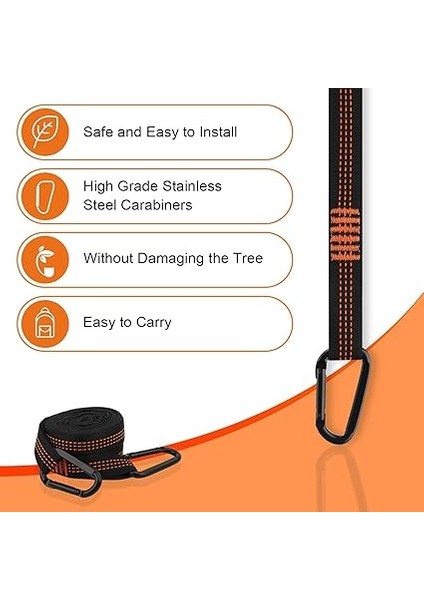 Hamak Sabitleme 2 Paket 3 M x 2,5 cm Hamak Kayışı Maks. 500 kg Hamak Asma Seti, 2 Karabina Kancalı Taşıma Çantası, Hamak, Salıncak, Kamp, Yürüyüş, Dış Mekan Için Taşıma Çantası modelleri