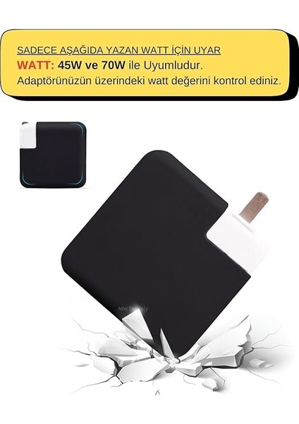 Şarj Aleti Silikon Kılıfı Macbook Air Magsafe 1-2 45W ve 70W ile Uyumlu Siyah fiyatları