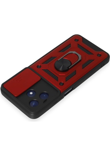 Resveq Newface Realme C53 Kılıf Pars Lens Yüzüklü Silikon - Kırmızı modelleri