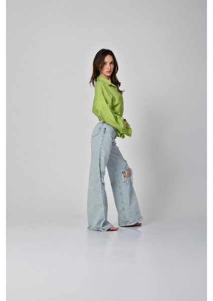 Big Dart Uzun Oversize Gömlek - Fıstık Yeşili Fıstık Yeşili - 42 fırsatları