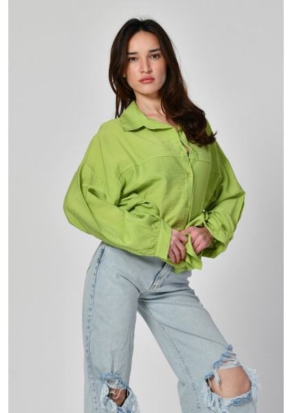 Big Dart Uzun Oversize Gömlek - Fıstık Yeşili Fıstık Yeşili - 42