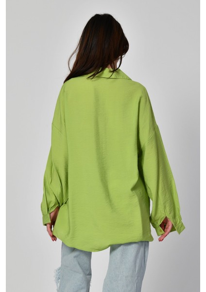 Big Dart Uzun Oversize Gömlek - Fıstık Yeşili Fıstık Yeşili - 42