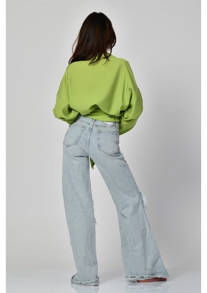 Big Dart Uzun Oversize Gömlek - Fıstık Yeşili Fıstık Yeşili - 42