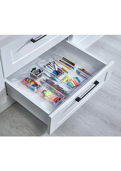 6'lı Şeffaf Çekmece Düzenleyici Seti – Plastik Organizer Kutular | Makyaj, Ofis, Mutfak ve Banyo Düzeni Için 6 Farklı Boyda Şeffaf Kutu fırsatları
