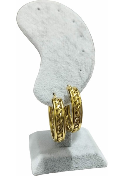 Kadın Ortası Burgu Model Halka Küpe Altın Renk indirimleri