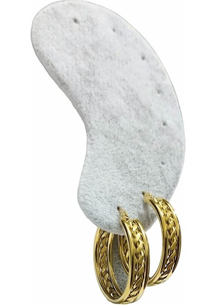 Kadın Ortası Burgu Model Halka Küpe Altın Renk