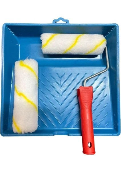 Iz Bırakmayan Büyük Boya Rulosu Saten Rulo 15 cm + Yedek Başlığı ve Büyük Boyama Kabı Tek Ebat