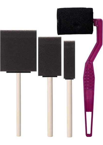 Rulo Kesik Uçlu ve Tampon Sünger Fırça Seti 8 Parça 1 Paket Ponpon Akrilik Boya Yağlı Boya Guaj Boya Sulu Boya Sanatsal modelleri