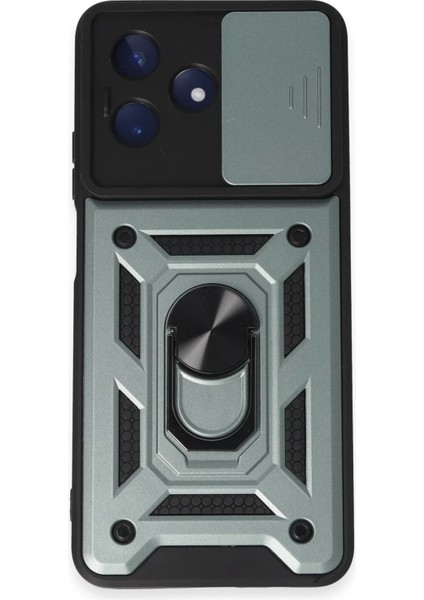 Resveq Newface Realme C53 Kılıf Pars Lens Yüzüklü Silikon - Yeşil