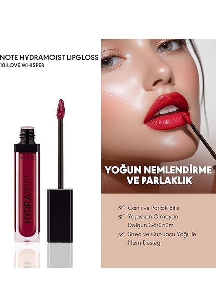 Hydramoist Lipgloss 10 Love Whisper Nemlendirici Dudak Parlatıcısı, Bordo fiyatları