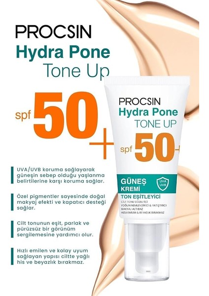 Hydra Block Pone Ton Equilizer Güneş Kremi, Spf 50+ Güneş Koruması, Cilt Tonu Eşitleyici &amp; Nemlendirici, Leke Karşıtı &amp; Aydınlatıcı, 50 ml modelleri