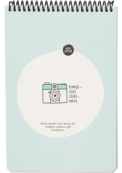 Color Hisli Şeyler 'kimseleri Çekemem' Çizgili Üstten Spiralli Defter, A5, 80 Yaprak