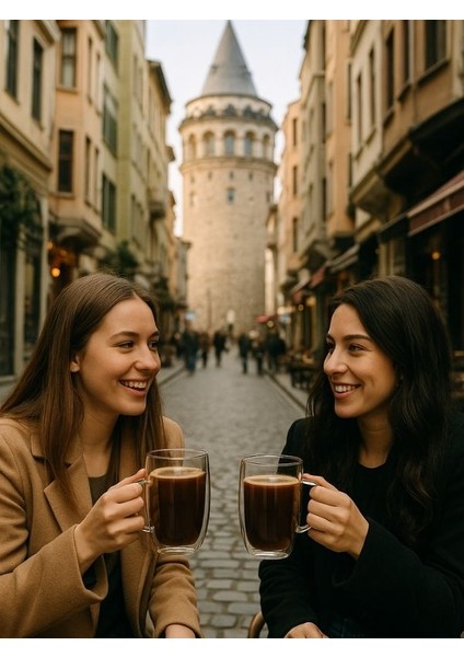 450 ml Çift Cidarlı Bardak-Çift Cidarlı Şeffaf Konfor/ 2 Adet