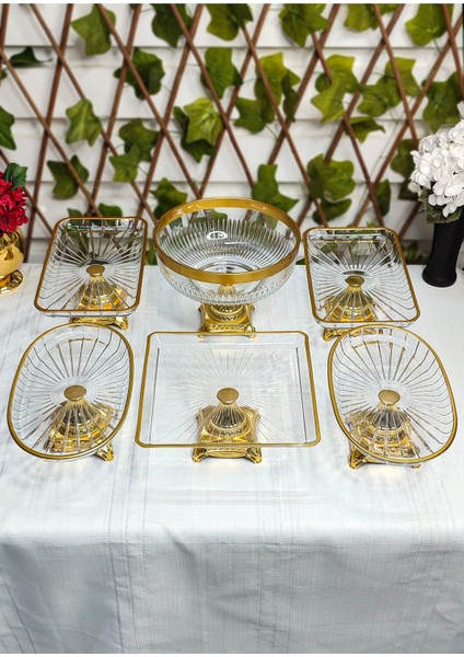 Seçkinev Flow 6 Parça Ayaklı Masa Sunum Tabağı Set