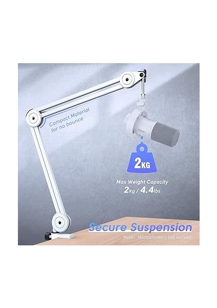 Mikrofon Bom Kol Standı, Metal Ağır Hizmet Mikrofon Standı, Makas Süspansiyonu Ayarlanabilir Bom Kolu, Podcast Kayıt Akış Oyunu Için, Masa Kelepçesi Ile, 5/8 "vida, Kablo BAĞLARI-BM63 Beyaz fiyatları