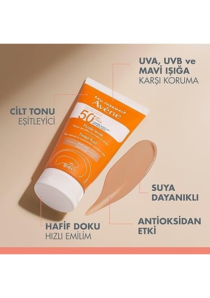 Fluide Spf 50+ Normal ve Karma Için Renkli Güneş Koruyucu Krem (50 Ml) fırsatları