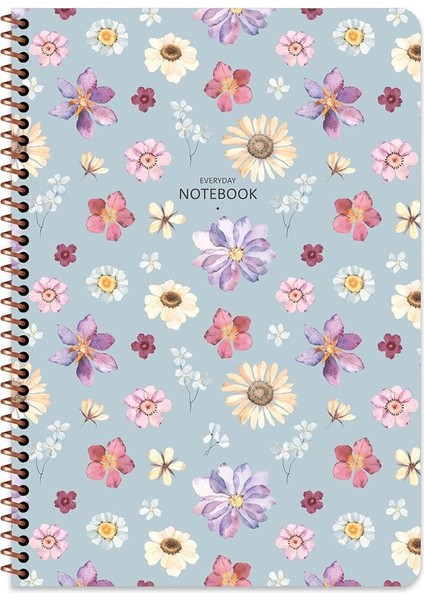 Color A4 Çizgili Defter Çiçek - Mavi