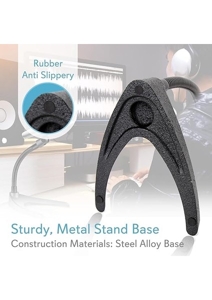 Masaüstü Mikrofon Standı - Evrensel Masa Üstü Mikrofon Tutucu, Esnek 8,2 Inç Gooseneck Montajlı ve Sağlam U Şekilli Taban - Masa Masası Veya Tezgah Için Mükemmel - Pmks8, Siyah indirimleri