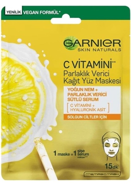 C Vitamini Parlaklık Verici Kağıt Yüz Maskesi