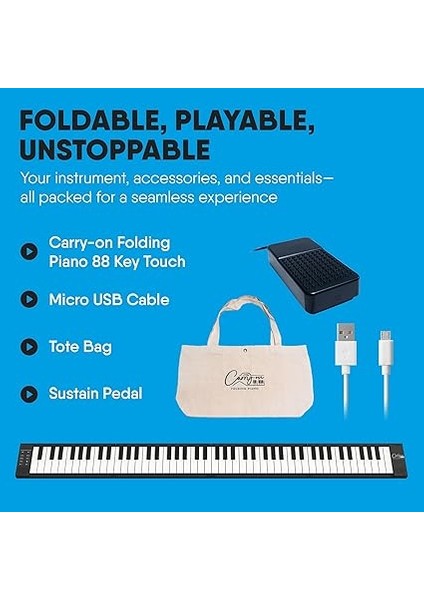 88 Anahtar Siyah Taşınabilir Katlanır Dijital Piyano Blackstar USB Mıdı Denetleyicisi ile Şarj Edilebilir Pil indirimleri