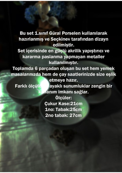 Seçkinev Bergamo Porselen Oval Kırık Beyaz(Krem) 6 Parça Masa Sunum Seti