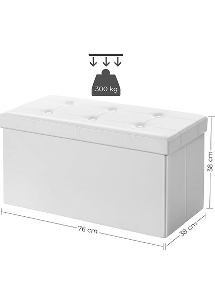 Tabure, 80 Litre, Saklama Kutusu, Ayak Taburesi, Katlanabilir, 300 kg Taşıma Kapasitesi, Suni Deri Kılıf, Dolgulu, Beyaz SPF106 modelleri